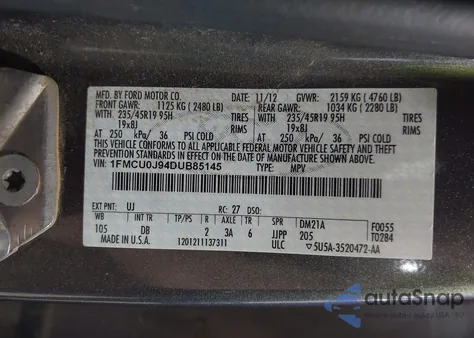 2013 Ford Escape Titanium z USA, uszkodzony, nr VIN 1FMCU0J94DUB85145